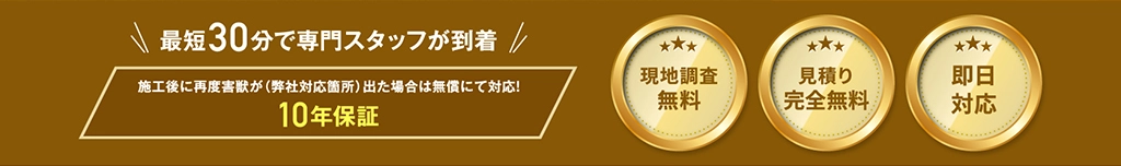 最短30分で専門スタッフが到着