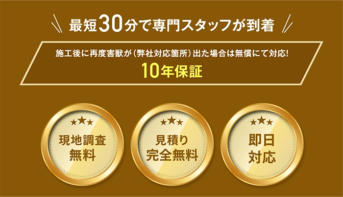 最短30分で専門スタッフが到着